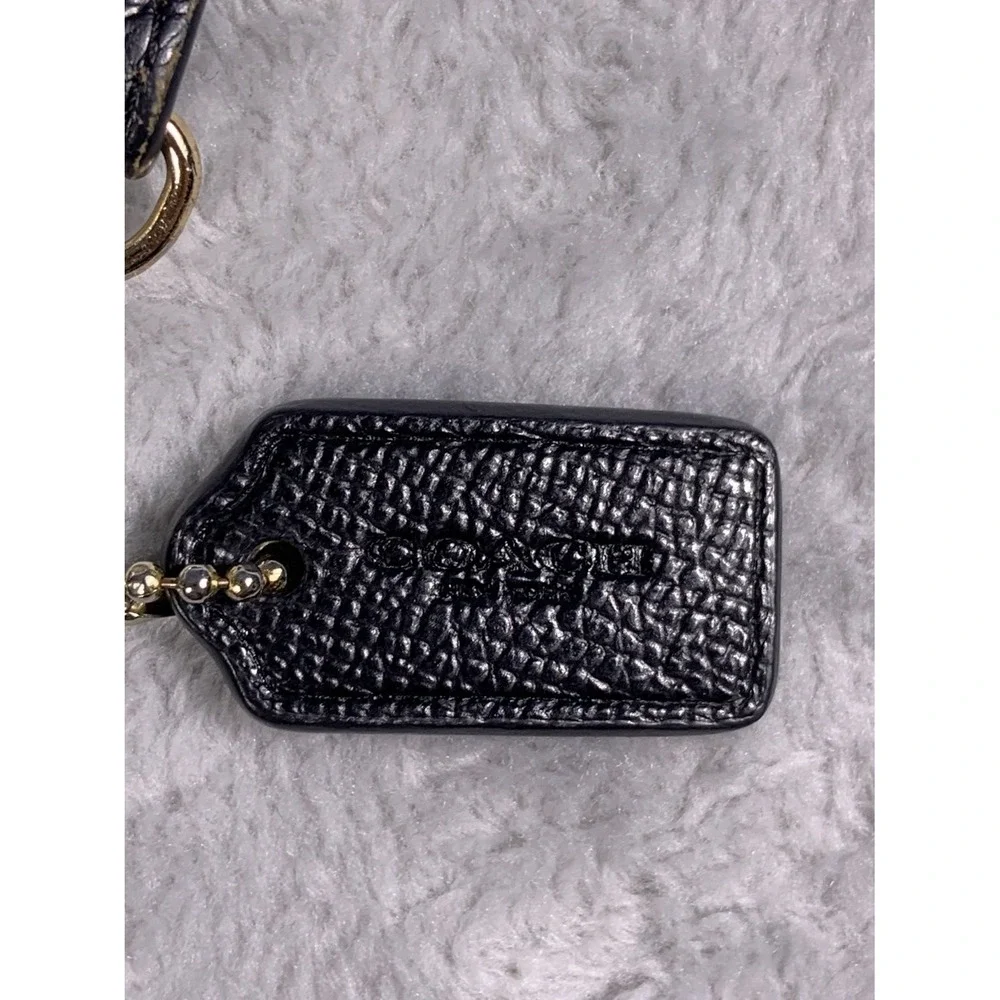 Coach Wristlet Wallet OS Black Leather Gold-tone Hardware Textured Exterior